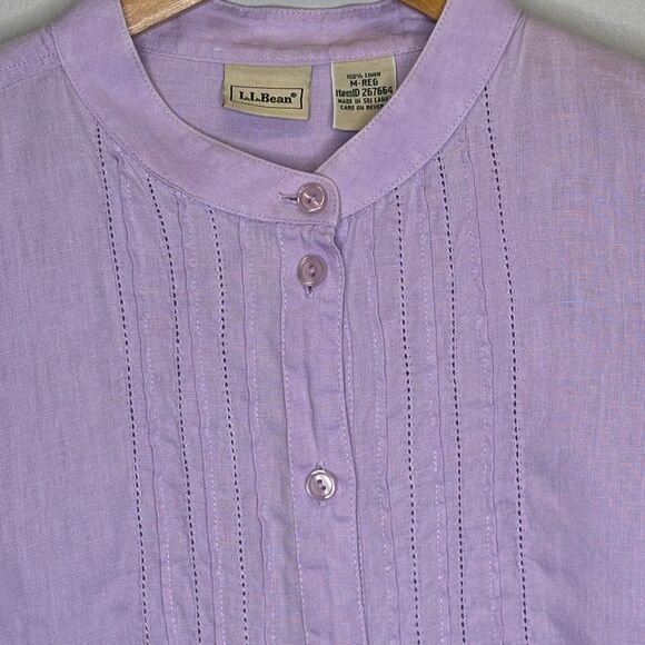 LL Bean Womens 100% Linen Tunic‎ Lilac Medium - Picture 4 of 12